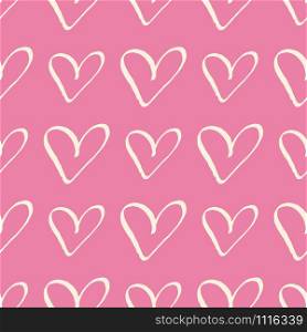 Pastel cream hearts on pink trendy seamless pattern romantic valentine colorful background. Design for wrapping paper, wallpaper, fabric print, backdrop. Vector illustration.. Pastel cream hearts on pink trendy seamless pattern romantic valentine colorful background.