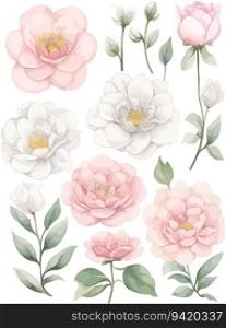 Pastel Floral Delights  Flower Stickers in Vector Art Watercolor Shades for Instagram