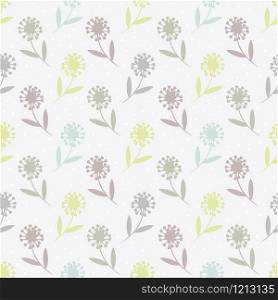 Pastel floral seamless pattern. Dandelion flower background.
