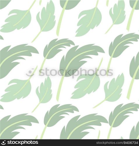 Pastel green leaves seamless pattern on white stock vector illustration for