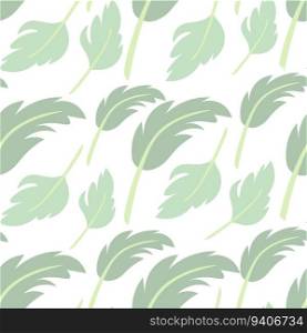 Pastel green leaves seamless pattern on white stock vector illustration for