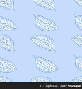 Pastel light leaf contoured shapes seamless pattern. Blue tones palette artwork. Abstract floral design. Decorative backdrop for wallpaper, textile, wrapping paper, fabric print. Vector illustration.. Pastel light leaf contoured shapes seamless pattern. Blue tones palette artwork. Abstract floral design.
