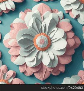 Pastel Luxe: Shiny 3D Vintage Flower-Centered Seamless Patterns Inspired by the 70s
