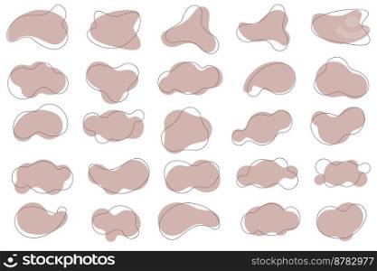 Pastel organic shapes set. Abstract irregular blots in minimal trendy design with outline circles. Forms for poster story frames. Vector illustration.. Pastel organic shapes set. Abstract irregular blots in minimal trendy design with outline circles. Forms for poster story frames. Vector