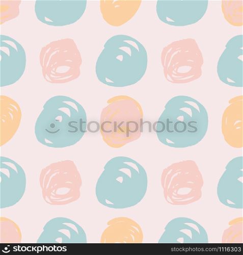 Pastel pink and turquoise abstract modern trendy seamless pattern. Natural colorful circles and round shapes. Design for wrapping paper, wallpaper, fabric print, backdrop. Vector illustration.. Pastel pink and turquoise abstract modern trendy seamless pattern.