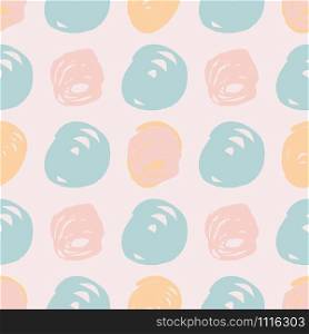 Pastel pink and turquoise abstract modern trendy seamless pattern. Natural colorful circles and round shapes. Design for wrapping paper, wallpaper, fabric print, backdrop. Vector illustration.. Pastel pink and turquoise abstract modern trendy seamless pattern.