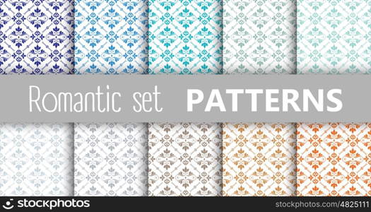 Pastel retro vector patterns tiling. Endless texture can be used for printing onto fabric and paper or scrap booking, surface textile, web page background. Flower abstract shapes