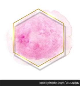 Pastel rose and pink brush paint strokes and gold contour frame. Vector Illustration EPS10. Pastel rose and pink brush paint strokes and gold contour frame. Vector Illustration