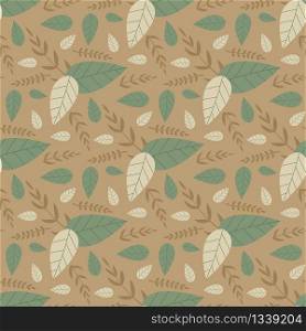 Pastel Seamless Floral Flat Pattern with Cartoon Leaves Summer Spring Concept Abstract Design Trendy Nature Fabric Texture Repeat Vector Illustration Decor Menu Design Packaging Textile Wallpaper. Pastel Seamless Floral Pattern with Cartoon Leaves
