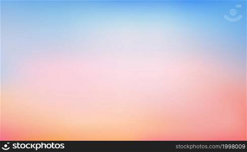 Pastel sky in blue, purple, pink and orange in morning,Fantasy Colourful clear sunset sky,Vector illustration sweet background for four season of Spring, summer, Autumn, Winter holiday banner