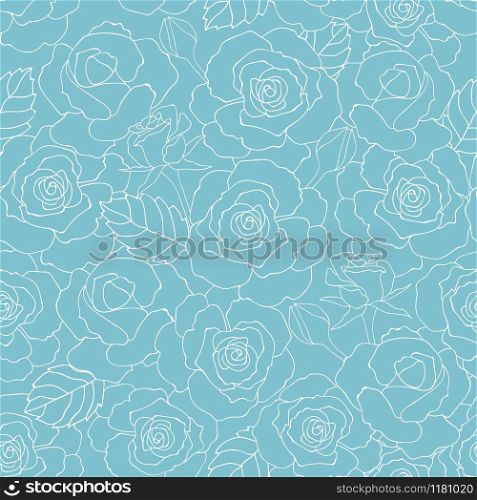 Pastel summer roses garden seamless pattern on soft blue background for fashion,fabric,textile,print or wallpaper,vector illustration
