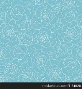 Pastel summer roses garden seamless pattern on soft blue background for fashion,fabric,textile,print or wallpaper,vector illustration