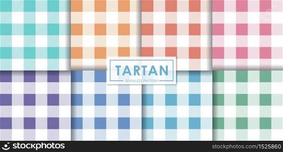 Pastel tartan seamless pattern collection, Abstract background, Decorative wallpaper.