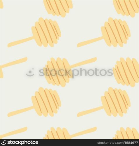 Pastel yellow honeyspoon simple seamless pattern. Light pale background. Designed for wallpaper, textile, wrapping paper, fabric print. Vector illustration.. Pastel yellow honeyspoon simple seamless pattern. Light pale background.