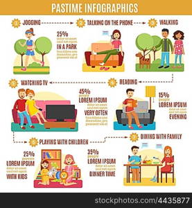 Pastime Infographics Diagram. Abstract pastime infographics diagram with different types of activities vector illustration