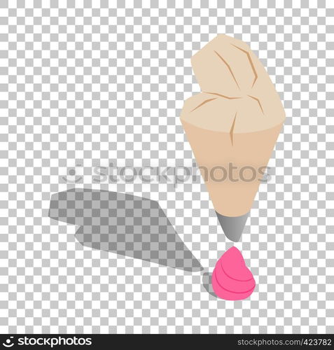 Pastry bag isometric icon 3d on a transparent background vector illustration. Pastry bag isometric icon