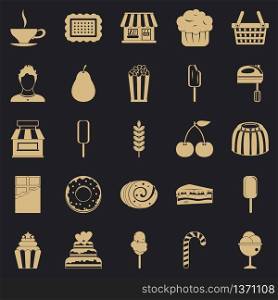 Pastry cook icons set. Simple set of 25 pastry cook vector icons for web for any design. Pastry cook icons set, simple style