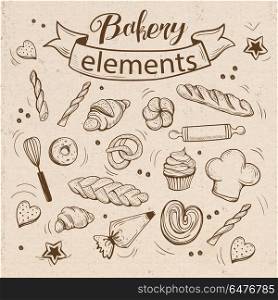 pastry doodle bakery vector art