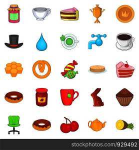 Pastry icons set. Cartoon set of 25 pastry vector icons for web isolated on white background. Pastry icons set, cartoon style