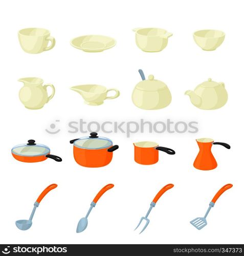 Pastry set icons in cartoon style isolated on white background. Pastry set icons, cartoon style