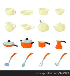 Pastry set icons in cartoon style isolated on white background. Pastry set icons, cartoon style