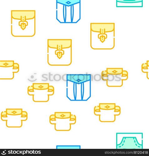 Patch Pocket Clothes Vector Seamless Pattern Color Line Illustration. Patch Pocket Clothes Vector Seamless Pattern