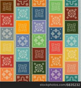 Patchwork pattern tile, seamless composition in colors