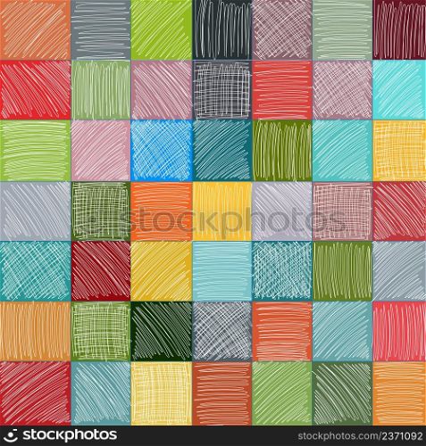 Patchwork stroke abstract drawing colors geometric line and curves art decoration forms Checked textured distressed background Seamless pattern Irregular, random lines harsh texture Sketch scribble. Patchwork stroke abstract drawing colors geometric line and curves art decoration forms Checked textured distressed