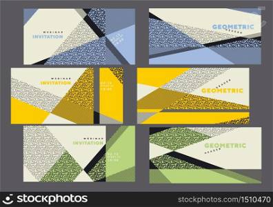 Patel retro vibes abstract geometry poster set. Decorative concept geometric vintage mood templates for cover, web, social post, package, etc.