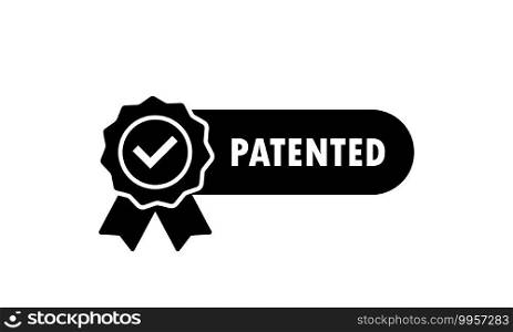 Patented icon. Registered intellectual property, patent license certificate submission. Vector on isolated white background. EPS 10.. Patented icon. Registered intellectual property, patent license certificate submission. Vector on isolated white background. EPS 10