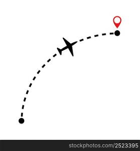 Path airplane icon. Trajectory flight illustration symbol. Sign location aircraft vector.