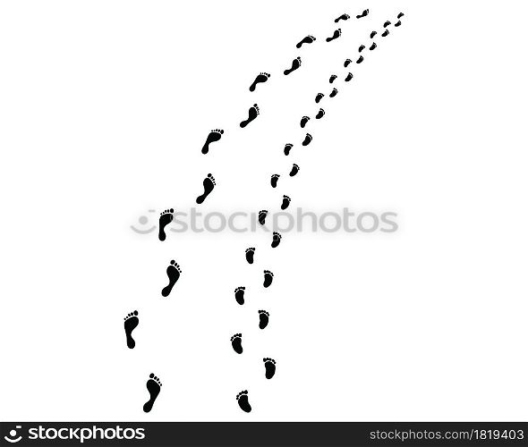 Path bare feet of man and baby on a white background, turn left or right