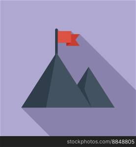 Path flag on mountain icon flat vector. Top career. Success reach. Path flag on mountain icon flat vector. Top career