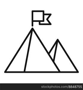 Path flag on mountain icon outline vector. Top career. Success reach. Path flag on mountain icon outline vector. Top career