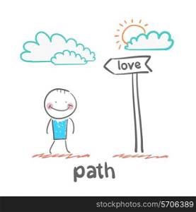 path. Fun cartoon style illustration. The situation of life.