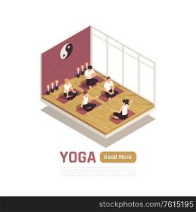 Path of personal growth through yoga meditation self improvement isometric composition with lotus position course vector illustration