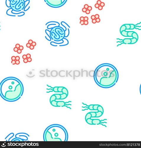 Pathogen Virus Disease Collection Vector Seamless Pattern Color Line Illustration. Pathogen Virus Disease Collection Icons Set Vector