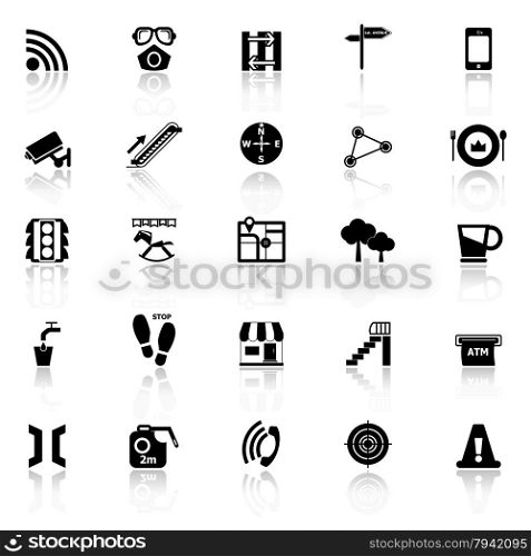 Pathway related icons with reflect on white background, stock vector
