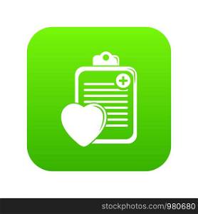 Patient card icon green vector isolated on white background. Patient card icon green vector