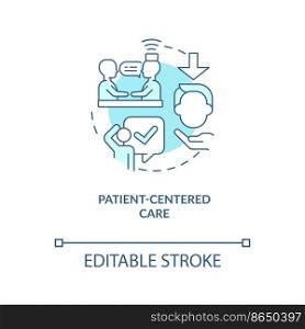 Patient centered medical care turquoise concept icon. Personalized medicine abstract idea thin line illustration. Isolated outline drawing. Editable stroke. Arial, Myriad Pro-Bold fonts used
. Patient centered medical care turquoise concept icon