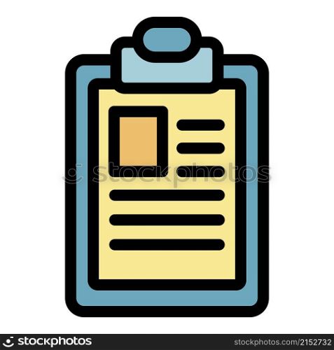 Patient clipboard icon. Outline patient clipboard vector icon color flat isolated. Patient clipboard icon color outline vector