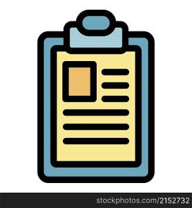 Patient clipboard icon. Outline patient clipboard vector icon color flat isolated. Patient clipboard icon color outline vector
