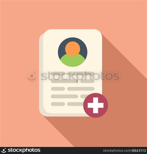 Patient medical card icon flat vector. Doctor record. Report profile. Patient medical card icon flat vector. Doctor record