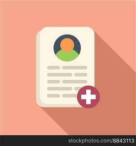 Patient medical card icon flat vector. Doctor record. Report profile. Patient medical card icon flat vector. Doctor record