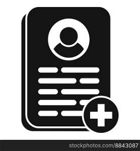 Patient medical card icon simple vector. Doctor record. Report profile. Patient medical card icon simple vector. Doctor record