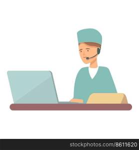 Patient online icon cartoon vector. Health care. Clinic person. Patient online icon cartoon vector. Health care