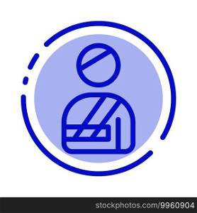 Patient, User, Injured, Hospital Blue Dotted Line Line Icon