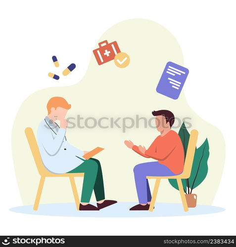 Patient Visit Doctor for Medical Health Consultation Flat Illustration