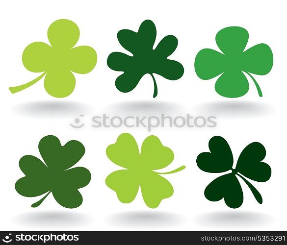 Patric3. Set of green leafs of a clover. A vector illustration