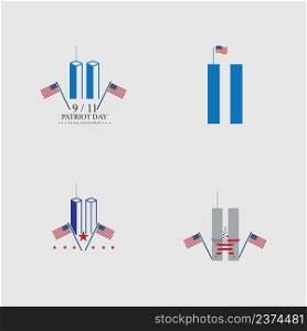 Patriot day emblems or logos. September 11. We will never forget